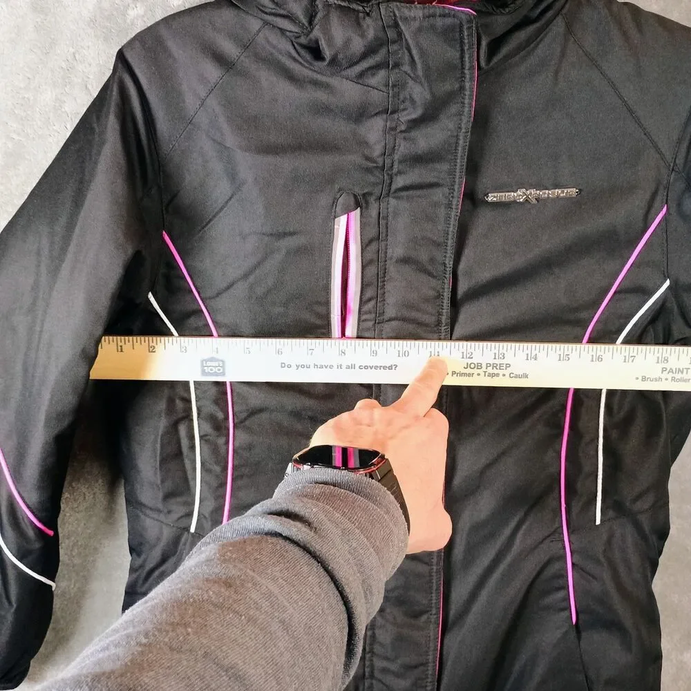 Girls ZeroXposure Ski Snow Parka Jacket Black And Pink Faux Fur Hood 14/16